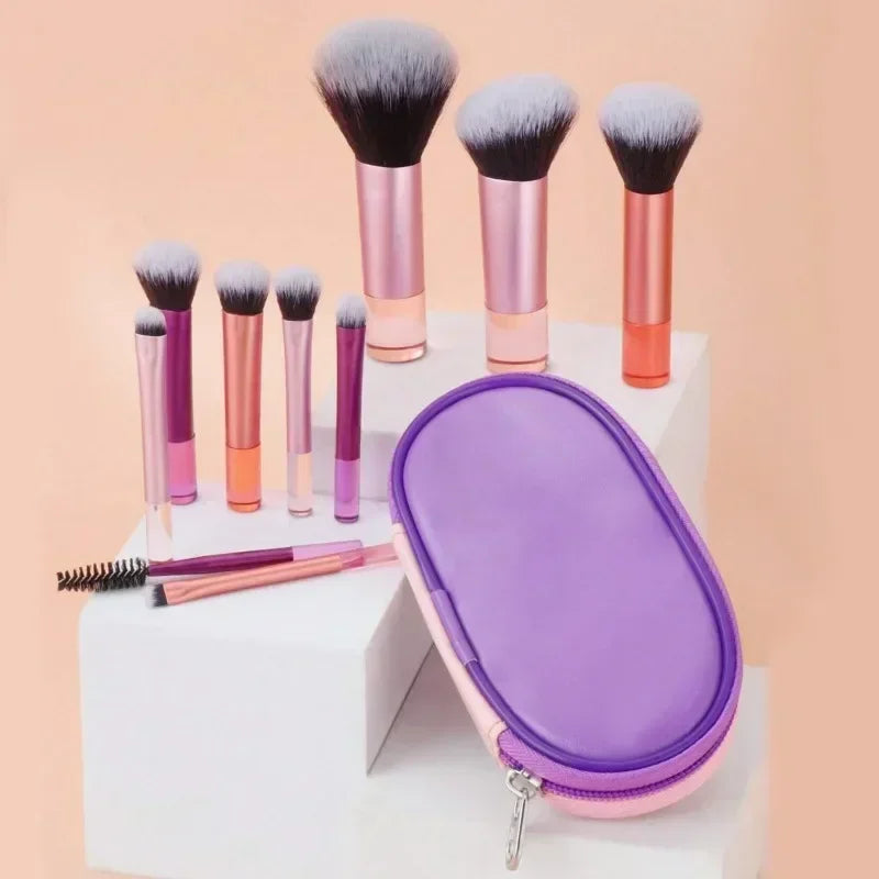10 pçs/saco mini conjunto de pincéis de maquiagem em pó sombra fundação blush liquidificador corretivo beleza ferramentas de maquiagem escova profissional