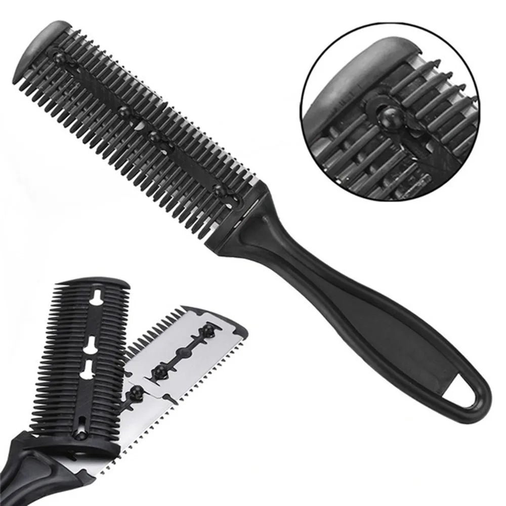 1pc pente de corte de cabelo escovas de cabelo com lâminas de barbear aparador de cabelo ferramentas de desbaste barbearia salão de beleza ferramenta de estilo pente