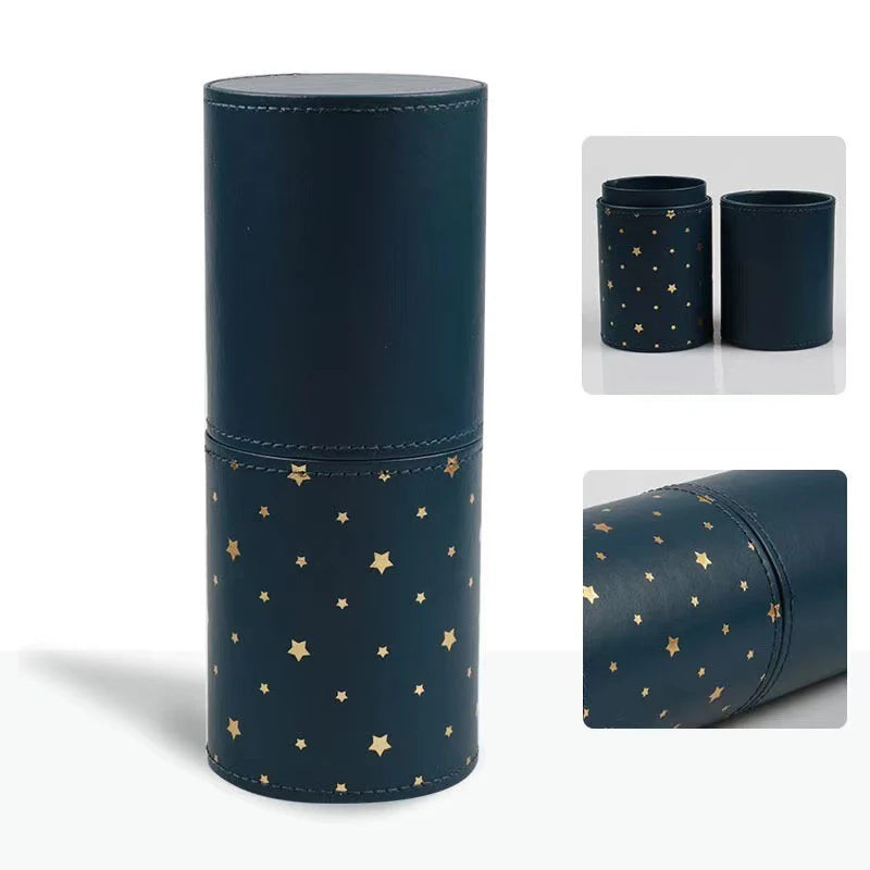 Balde de pincel de maquiagem de couro pu portátil bolsa de cosméticos de viagem multifuncional à prova de poeira cilindro de pincel de maquiagem à prova d'água