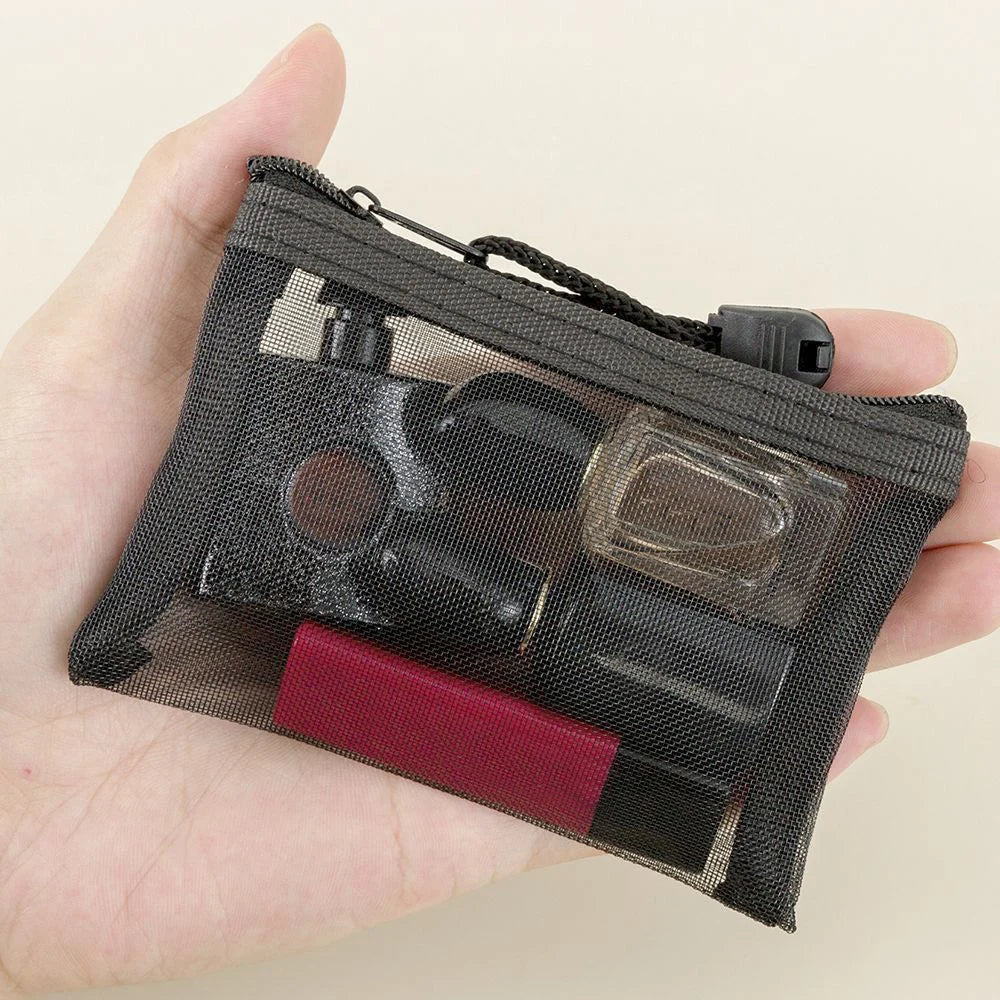 Mulheres malha saco de cosméticos armazenamento de viagem saco de maquiagem organizador feminino compõem bolsa pequeno batom higiene pessoal beleza caso