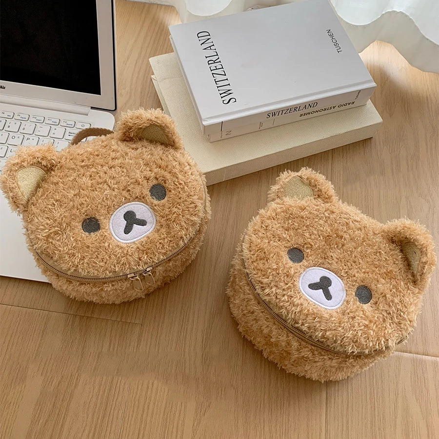 Bonito dos desenhos animados urso saco de cosméticos feminino grande capacidade portátil viagem saco de armazenamento de lavagem saco