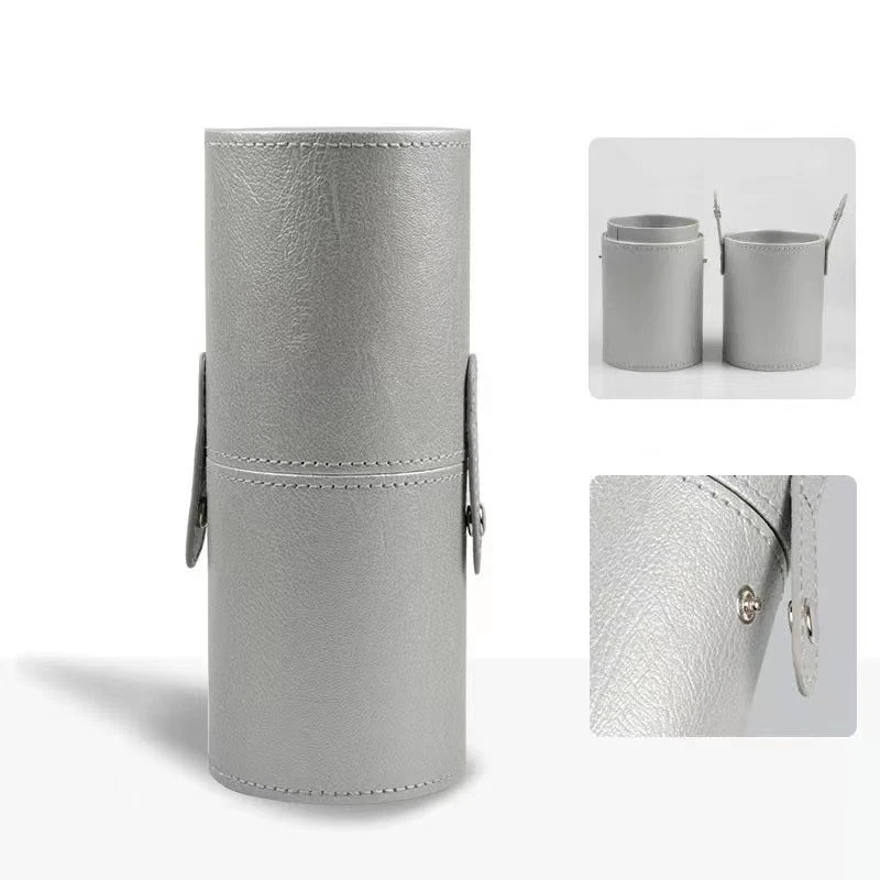 Balde de pincel de maquiagem de couro pu portátil bolsa de cosméticos de viagem multifuncional à prova de poeira cilindro de pincel de maquiagem à prova d'água