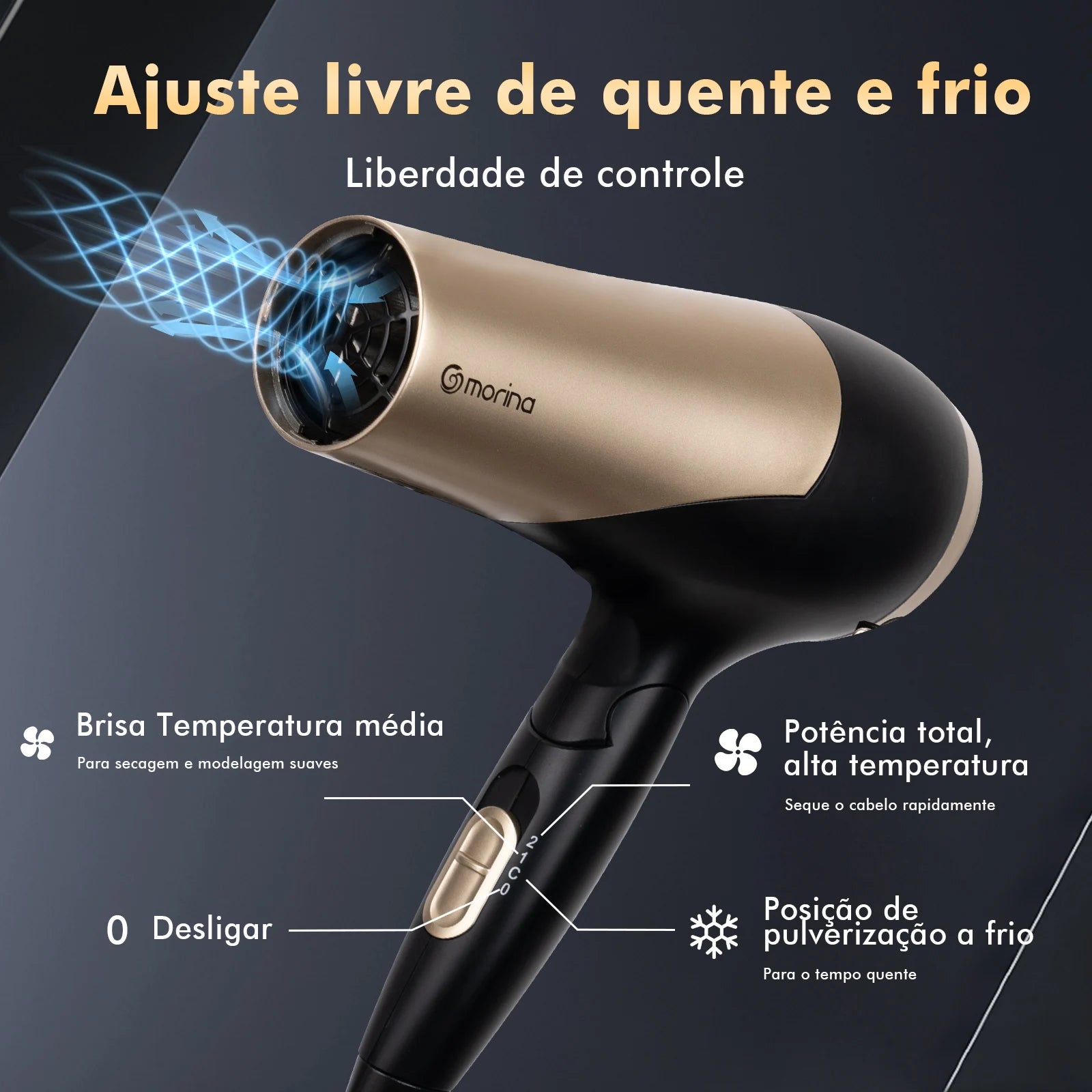 secador de cabelo, secador，secador de cabelo profissional，hair dryer,Secador De Cabelo 110/220v 1800w Preto/ Dourado,do brasil