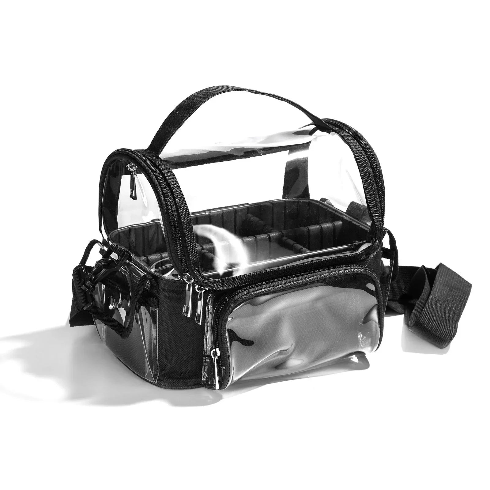 Suporte de pincel de maquiagem mochila maquiagem artista caso de viagem claro à prova dwaterproof água saco organizador cosmético com alça ajustável e divisor