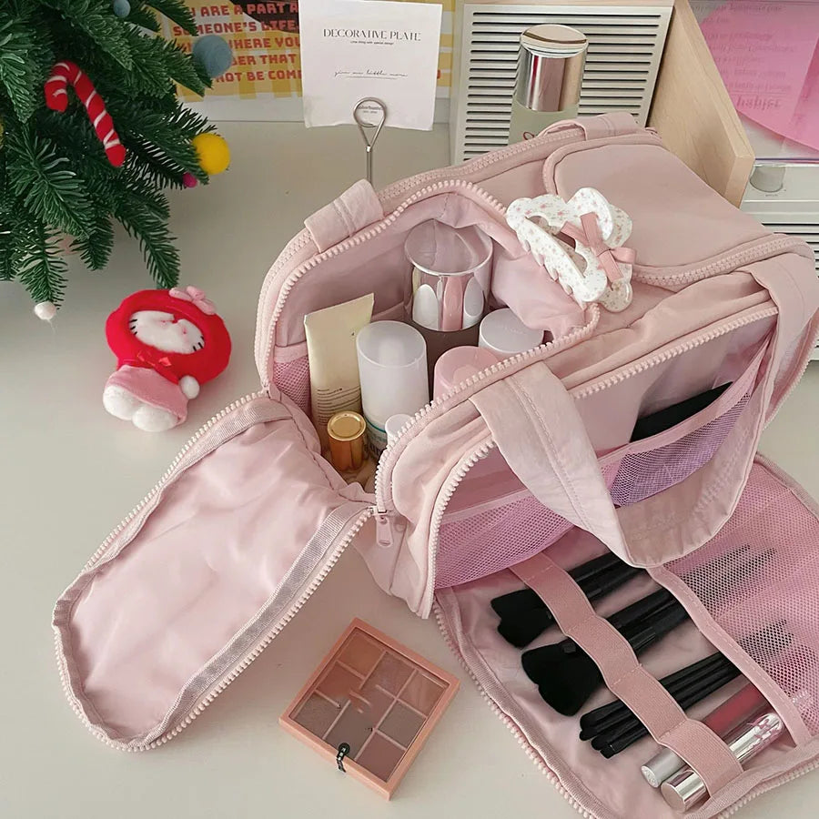 Grande capacidade saco de cosméticos feminino viagem lavagem bolsa banheiro partição chuveiro maquiagem bolsa unisex organizador de produtos de higiene pessoal