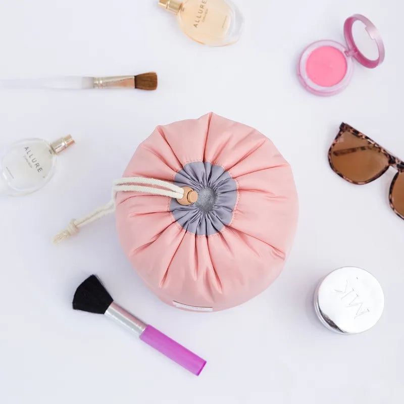 Mulheres saco de cosméticos moda redonda à prova dwaterproof água saco de maquiagem viagem organizador de maquiagem feminino armazenamento kit de higiene pessoal caso senhora caixa