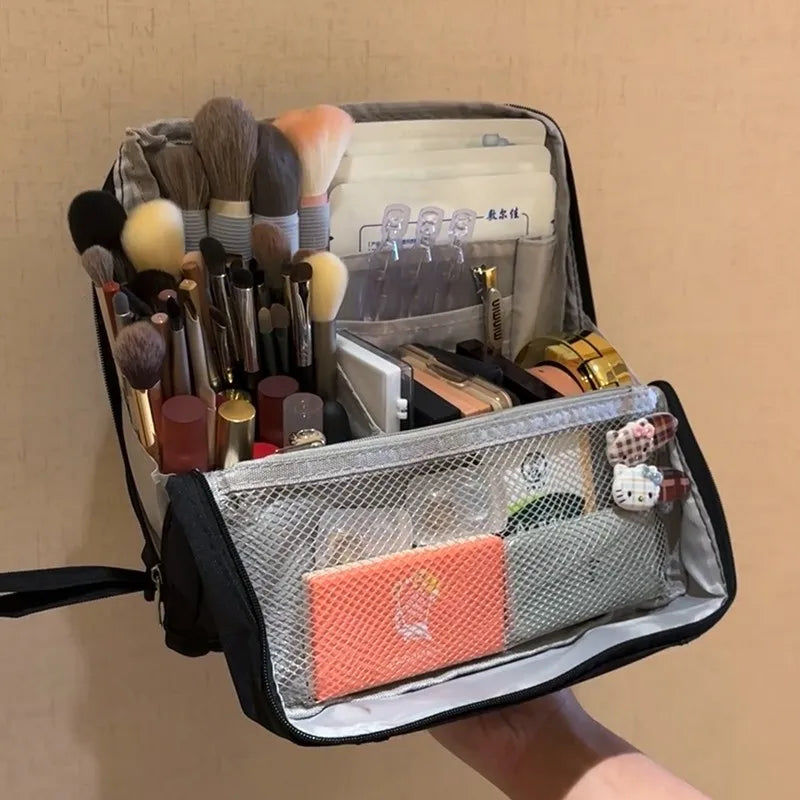 Grande capacidade de viagem feminina comestics saco de armazenamento menina saco de maquiagem organizador escova de maquiagem holer saco de lavagem de higiene pessoal magnético