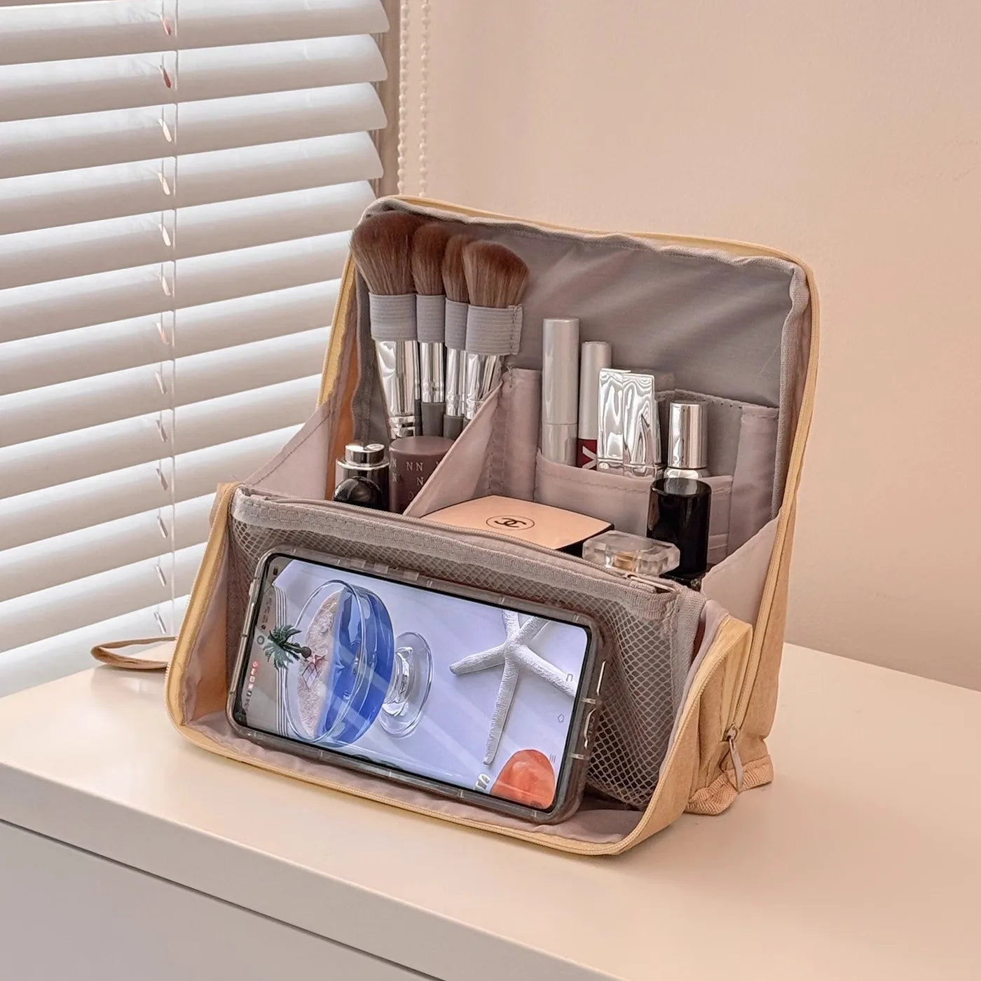 Grande capacidade de viagem feminina comestics saco de armazenamento menina saco de maquiagem organizador escova de maquiagem holer saco de lavagem de higiene pessoal magnético